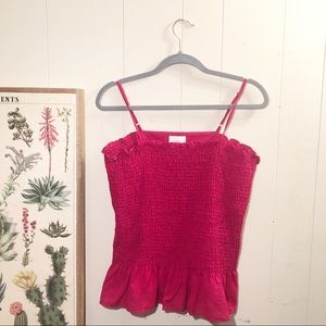 Maeve Anthro Hot Pink Smocked Tank Large